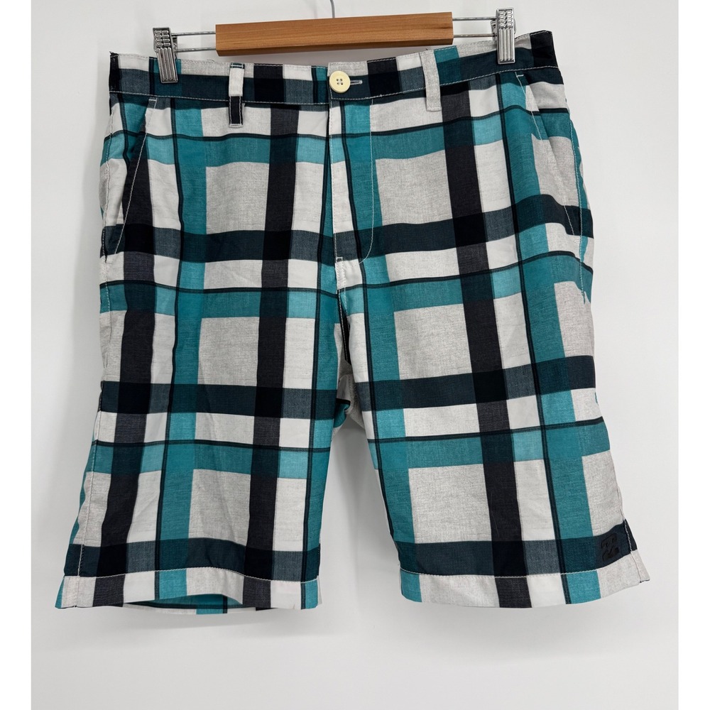 Billabong Platinum X Hydrostretch Plaid Board Shorts Mens Sz 34 Teal Black